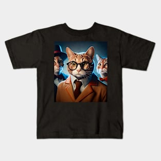 Distinguished cat portrait wearing a jacket Kids T-Shirt